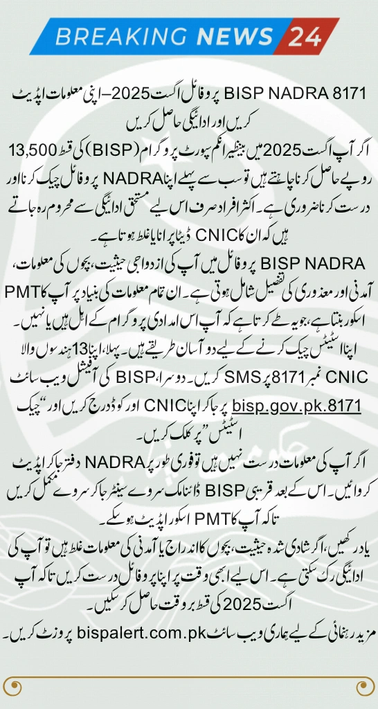 8171 BISP NADRA Profile August 2025